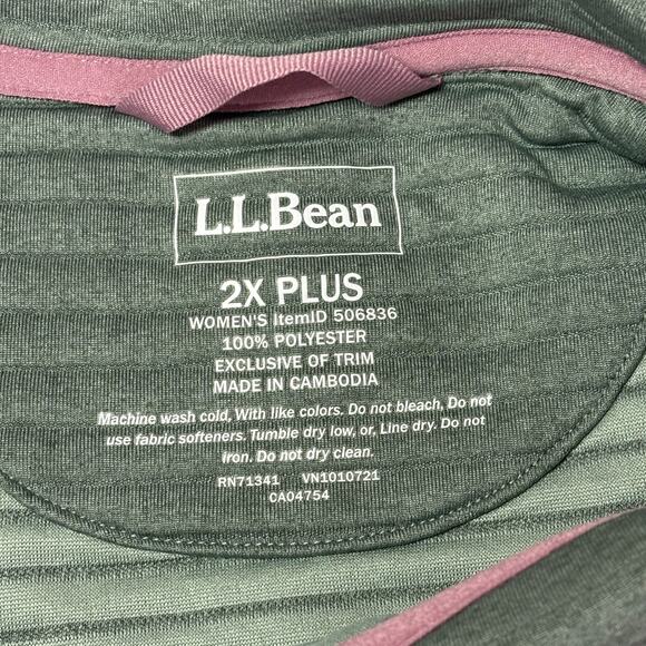 LL Bean Sweatshirt Womens 2X Plus Green Airlight Knit Pullover 1/4 Snap Ribbed - Picture 9 of 9